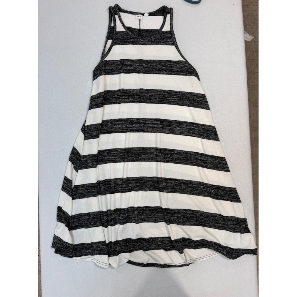 Gap Womens Black White Striped Sleeveless Swing Mini Dress‎ Racerback Medium